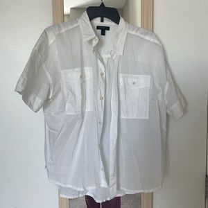 J crew safari style white button up, L